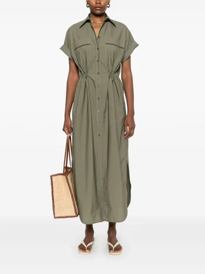 Brunello Cucinelli Women Cotton Techno Chemisier Dress In Green