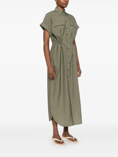 Brunello Cucinelli Women Cotton Techno Chemisier Dress In Green