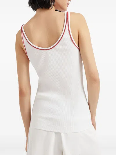 Brunello Cucinelli Women Cotton Top With Shiny Piping In White