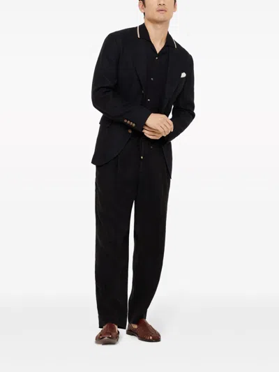 Brunello Cucinelli Leisure Fit Pants With Drawstring In Black