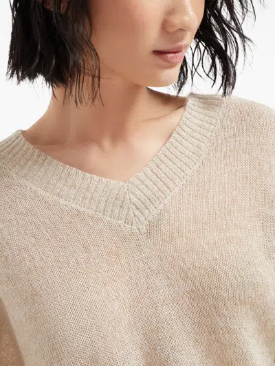 Brunello Cucinelli Women Mohair Sparkling Wool Sweater In Neutral