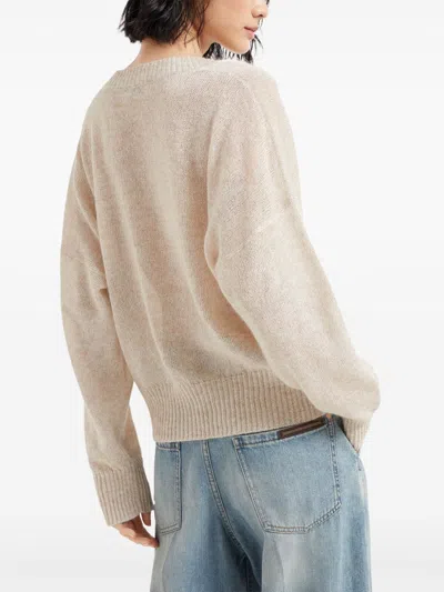 Brunello Cucinelli Women Mohair Sparkling Wool Sweater In Neutral
