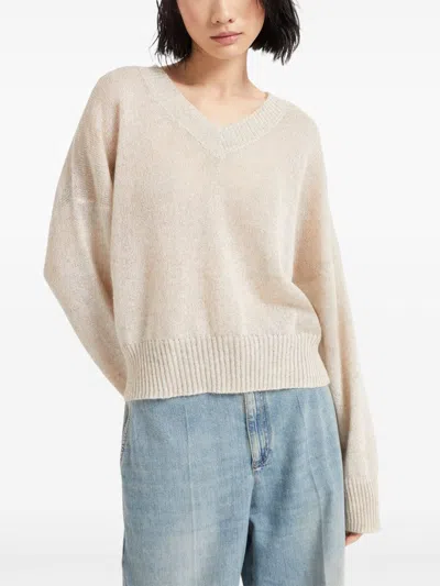 Brunello Cucinelli Women Mohair Sparkling Wool Sweater In Neutral