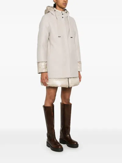 Herno Cappotto Svasato In Lana Con Imbottitura In Neutral