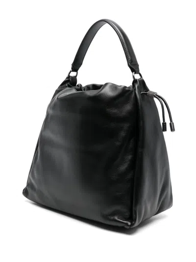 Brunello Cucinelli Soft Leather Mellow Bucket Bag In Black