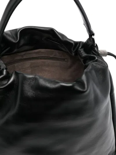 Brunello Cucinelli Soft Leather Mellow Bucket Bag In Black