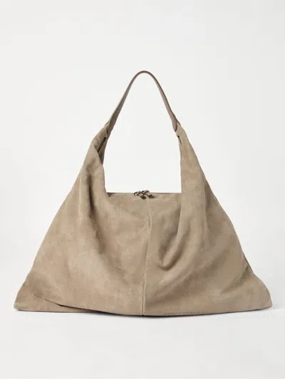 Brunello Cucinelli Women Suede Swing Hobo Bag In Neutral