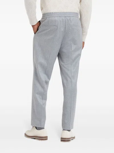 Brunello Cucinelli Virgin Wool Flannel Trousers In Gray