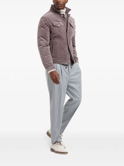 Brunello Cucinelli Virgin Wool Flannel Trousers In Gray