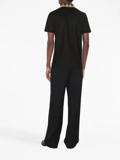 Burberry Cody Polo Shirt With Check Collar In Blue