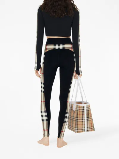 Burberry Check Motif Cropped Sweatshirt In Black
