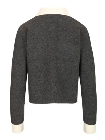 Self-portrait Self Portrait Women Wool Blend Cardigan With Contrasting Collar In Gray