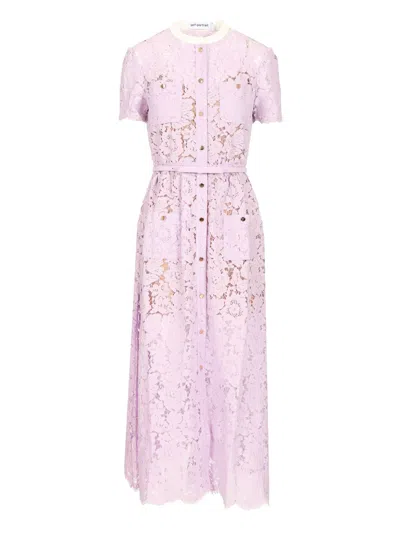 Self-portrait Lace Button Front Midi Dress Dresses Violet In Purple