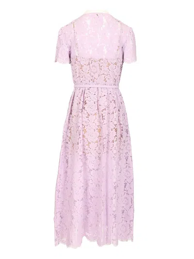 Self-portrait Lace Button Front Midi Dress Dresses Violet In Purple