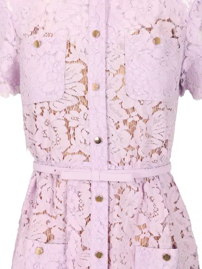 Self-portrait Lace Button Front Midi Dress Dresses Violet In Purple