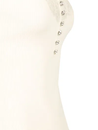 Self-portrait Womens Lace-trim Ribbed Knit Top White In White