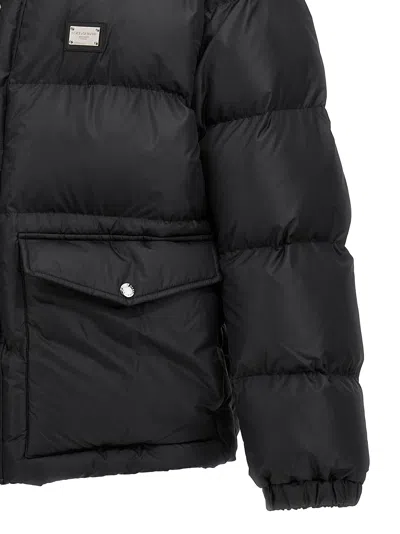 Dolce & Gabbana Puffy Black Coat With High Collar In Black
