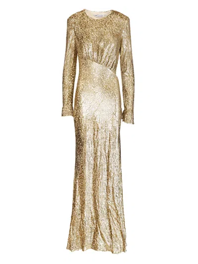 Self-portrait Long Dress In Gold Thread Dresses Gold In Gold