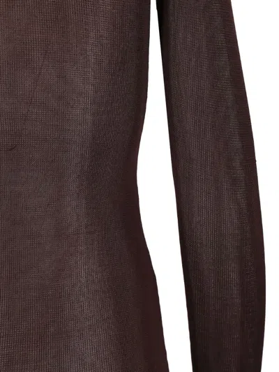 Self-portrait Long Viscose Knit Dress Dresses Brown In Brown