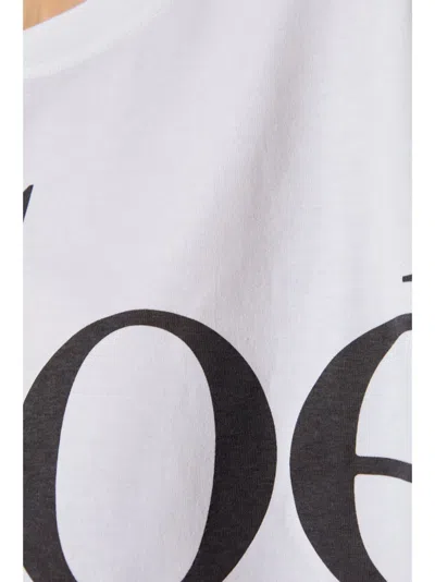 Chloé White Cropped T-shirt With Logo Lettering Print In Cotton Woman