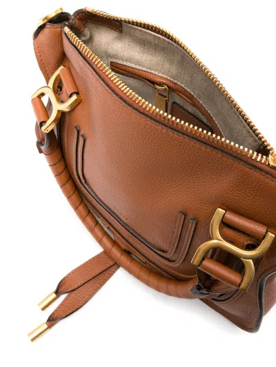 Chloé Marcie Small Satchel Bag In Grained Calfskin In Brown