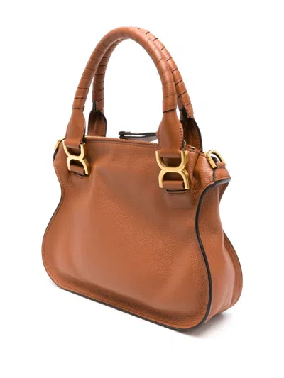 Chloé Marcie Small Satchel Bag In Grained Calfskin In Brown