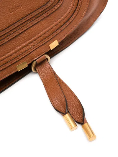 Chloé Marcie Small Satchel Bag In Grained Calfskin In Brown