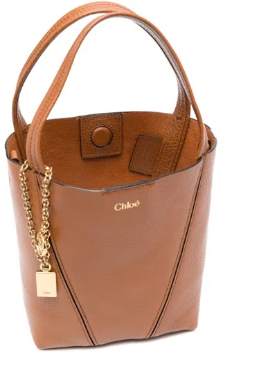 Chloé Structured Brown Shoulder Bag With Textured Finish