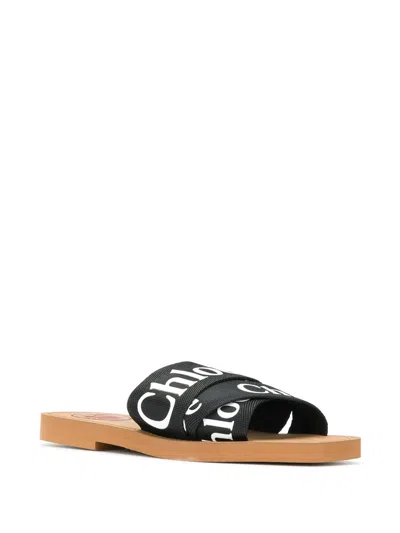 Chloé Woody Slides Shoes In Black