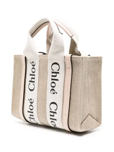 Chloé Mini Woody Linen Tote Bags