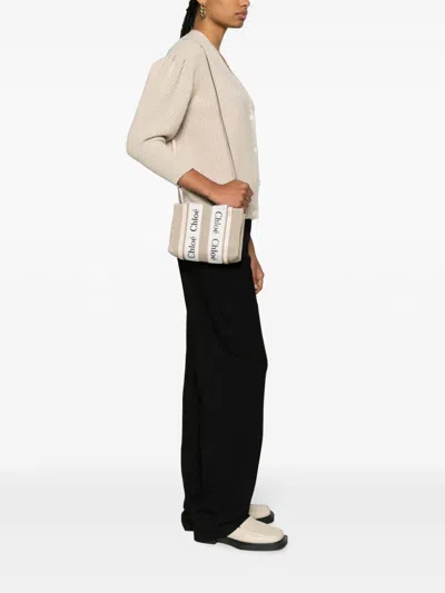 Chloé Mini Woody Linen Tote Bags