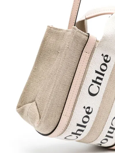 Chloé Mini Woody Linen Tote Bags