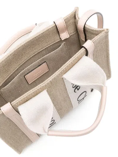 Chloé Mini Woody Linen Tote Bags