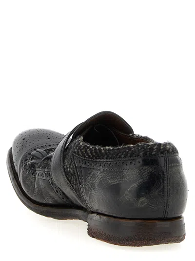 Church's Perforated Round Toe Textured Loafers In Black
