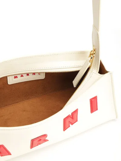 Marni Borsa A Spalla Museo Baguette In Pelle Crema