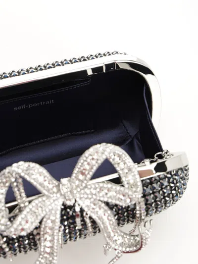 Self-portrait Navy Chainmail Clutch Handbags Blue