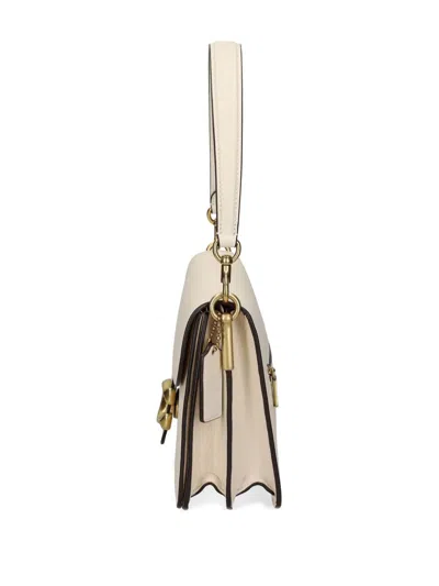 Coach Chain Tabby Chalk Leather Shoulder Bag In White