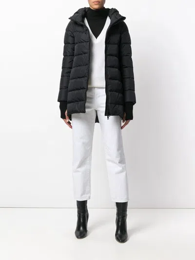Herno Long Black Down Jacket With Hood In Nylon Woman