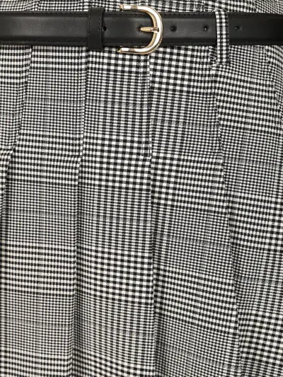 Self-portrait Prince Of Wales Pleated Midi Skirt In Gray