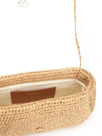 Self-portrait Self Portrait 'raffia Bow Charm' Shoulder Bag In Gold
