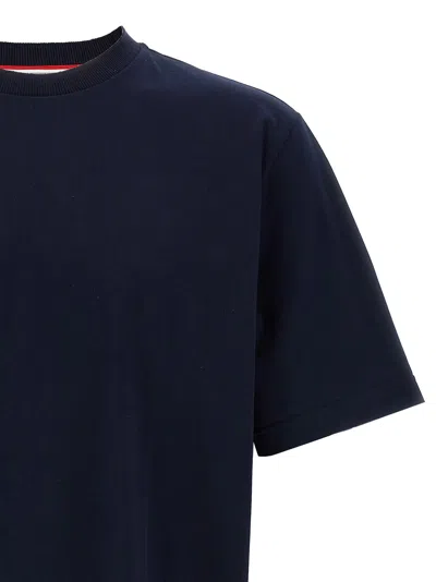 Thom Browne Blue T-shirt With Logo Patch In Stretch Wool Man In Blue