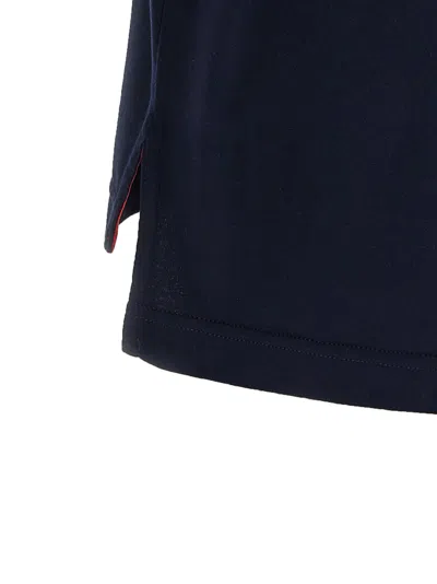 Thom Browne Blue T-shirt With Logo Patch In Stretch Wool Man In Blue