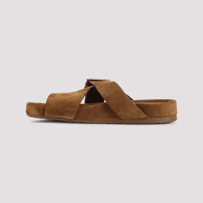 Loewe Ease Buckle Slides In Calfskin Suede