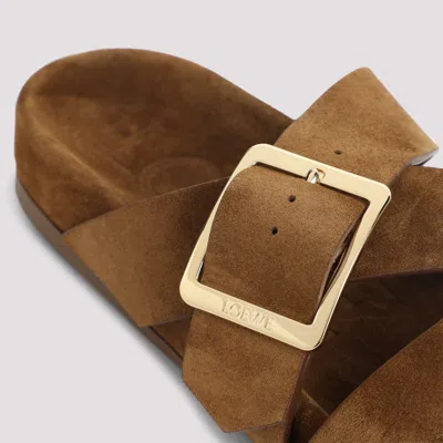Loewe Ease Buckle Slides In Calfskin Suede