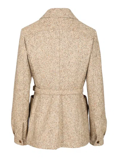 Blazé Milano Seanna Paint Belted Leather-trimmed Alpaca And Wool-blend Jacket In Brown