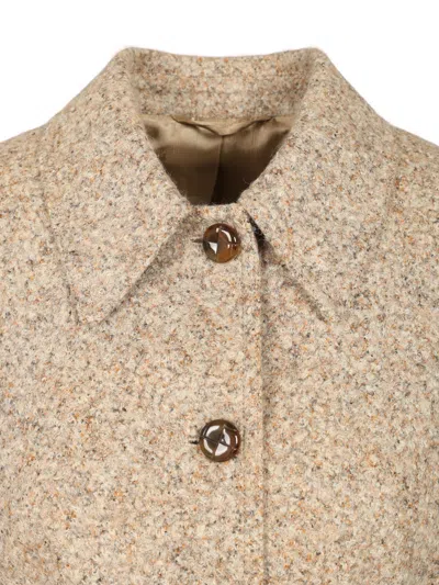 Blazé Milano Seanna Paint Belted Leather-trimmed Alpaca And Wool-blend Jacket In Brown