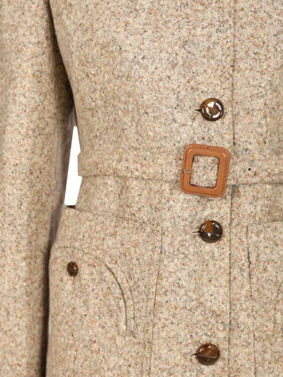 Blazé Milano Seanna Paint Belted Leather-trimmed Alpaca And Wool-blend Jacket In Brown