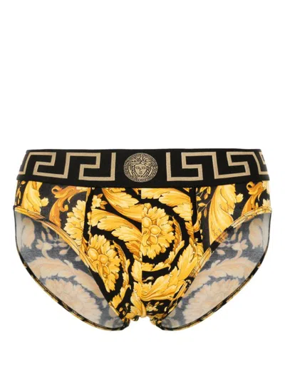 Versace Greca Border Briefs In Black