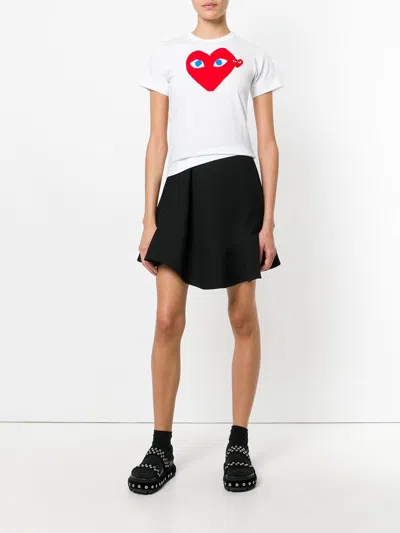 Comme Des Garçons Play Small And Big Heart-print Cotton T-shirt In White