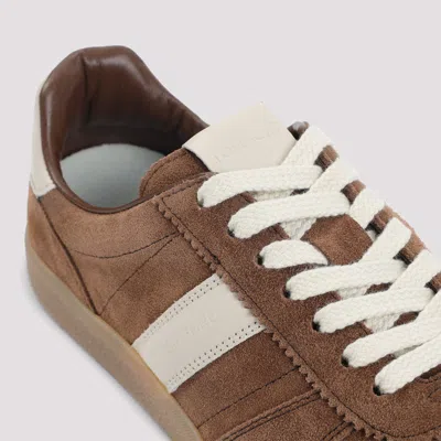 Tom Ford Suede Sneakers With Contrast Stripe And Rubber Sole In Brown